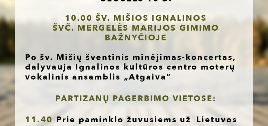 Partizanų pagerbimo, kariuomenės ir visuomenės vienybės dienos minėjimas