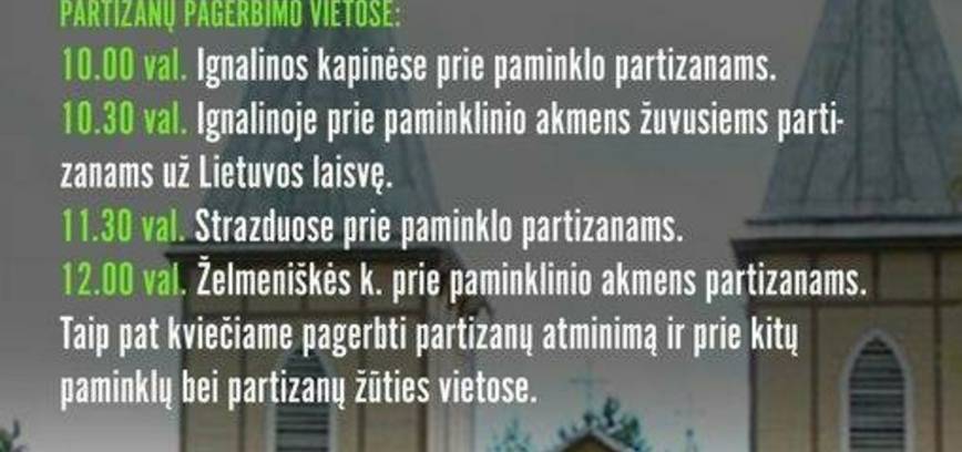 Partizanų pagerbimo, kariuomenės ir visuomenės vienybės dienos minėjimas