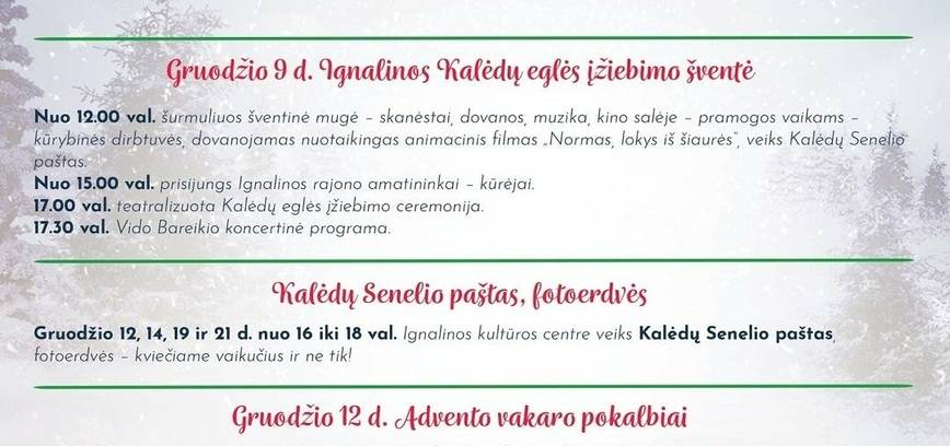 Kalėdinio laikotarpio renginių ciklas Ignalinoje