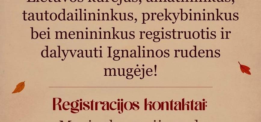 Kvietimas dalyvauti Rudens mugėje Ignalinoje