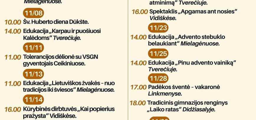 Lapkričio renginiai Ignalinos rajone