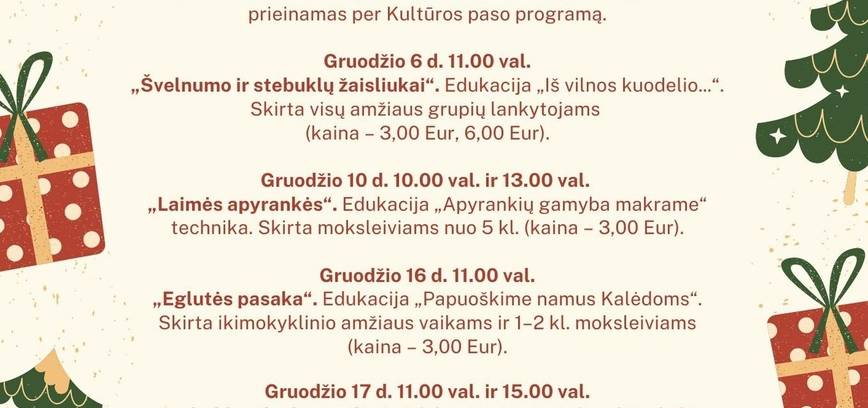 Kalėdinės edukacijos Ignalinos krašto muziejuje