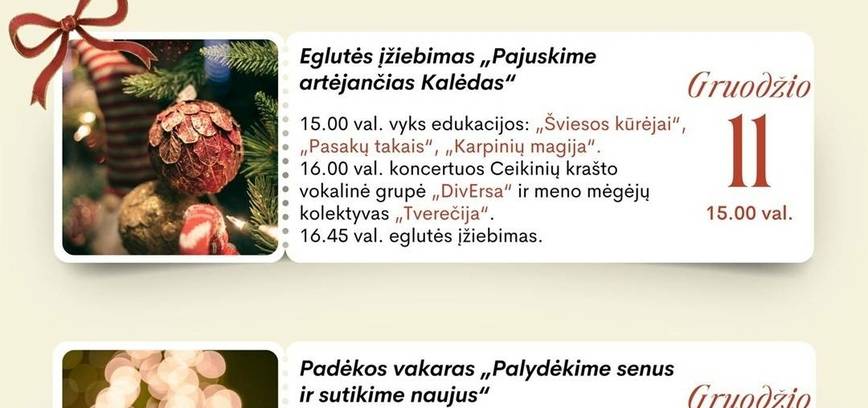 Gruodžio renginiai Tverečiaus krašte