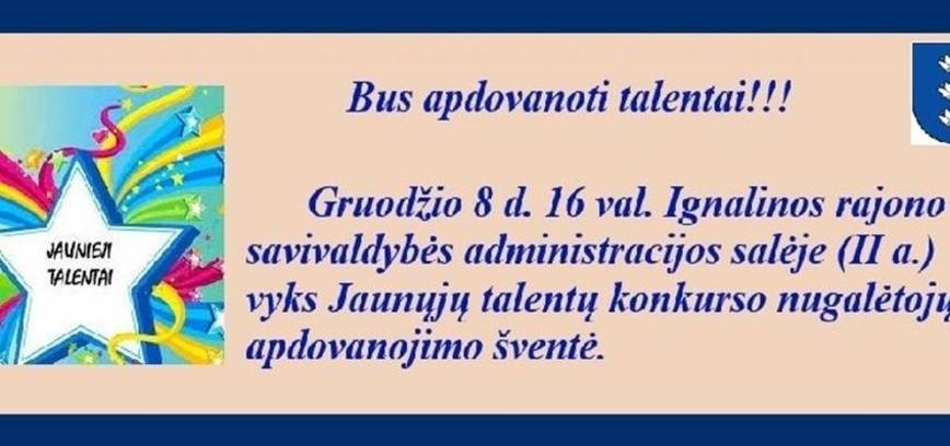 Jaunųjų talentų konkurso nugalėtojų apdovanojimo šventė