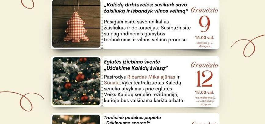 Gruodžio renginiai Mielagėnų krašte