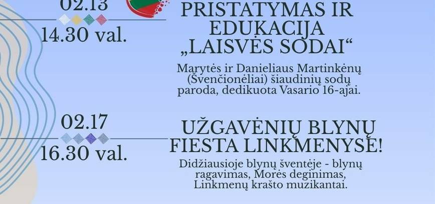 Vasario mėnesio renginiai Linkmenų krašte