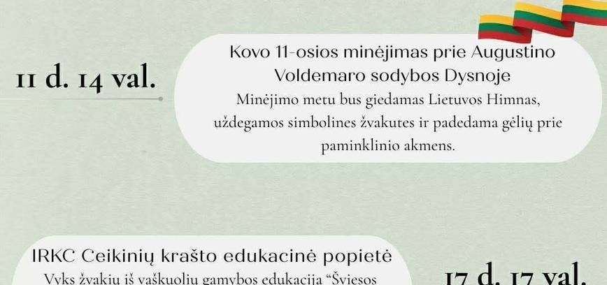 Kovo mėnesio renginiai Didžiasalio krašte