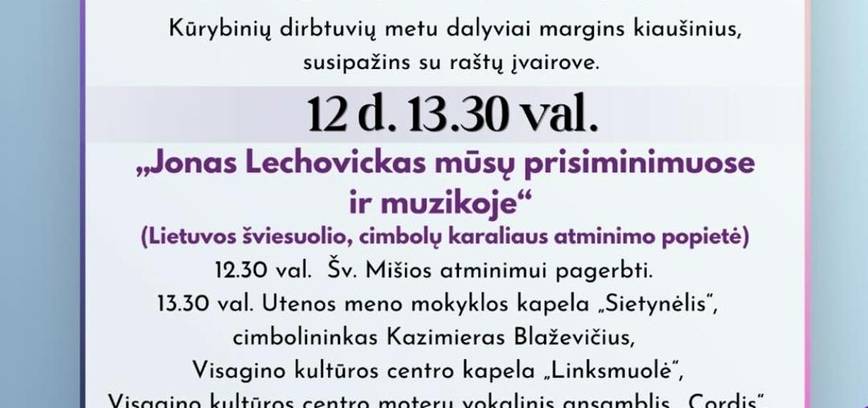 Balandžio mėnesio renginiai Mielagėnų krašte