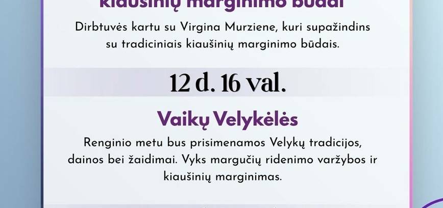 Balandžio mėnesio renginiai Didžiasalio krašte