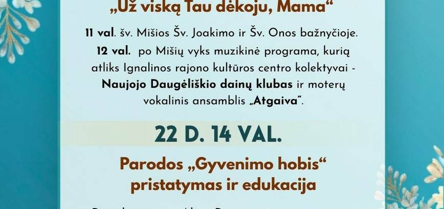 Gegužės mėnesio renginiai Daugėliškio krašte