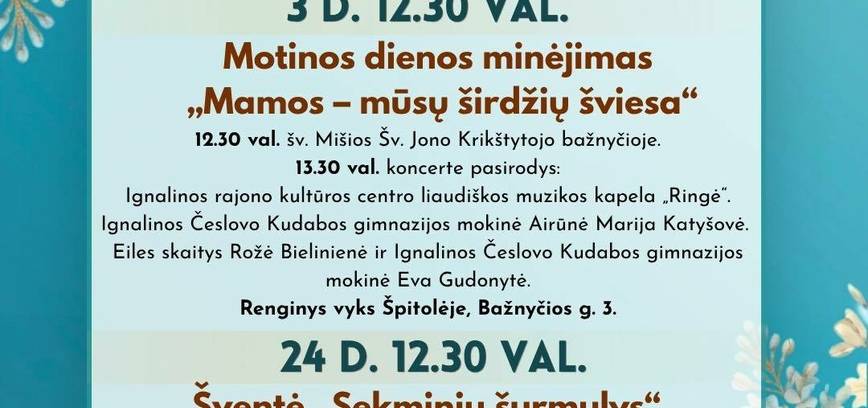 Gegužės mėnesio renginiai Mielagėnų krašte