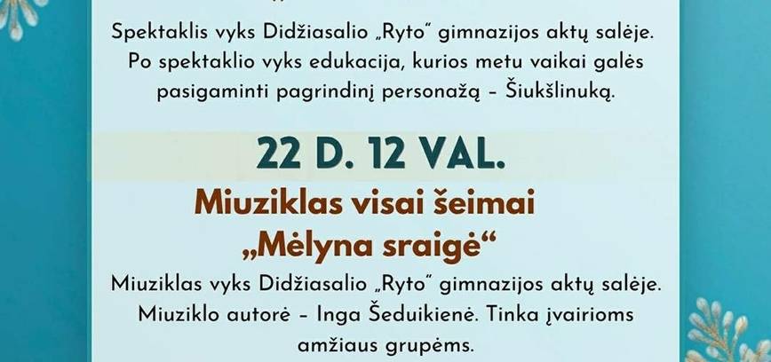 Gegužės mėnesio renginiai Didžiasalio krašte