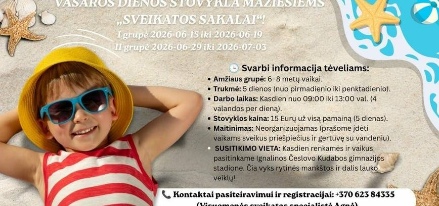 Vasaros dienos stovykla mažiesiems „Sveikatos sakalai“