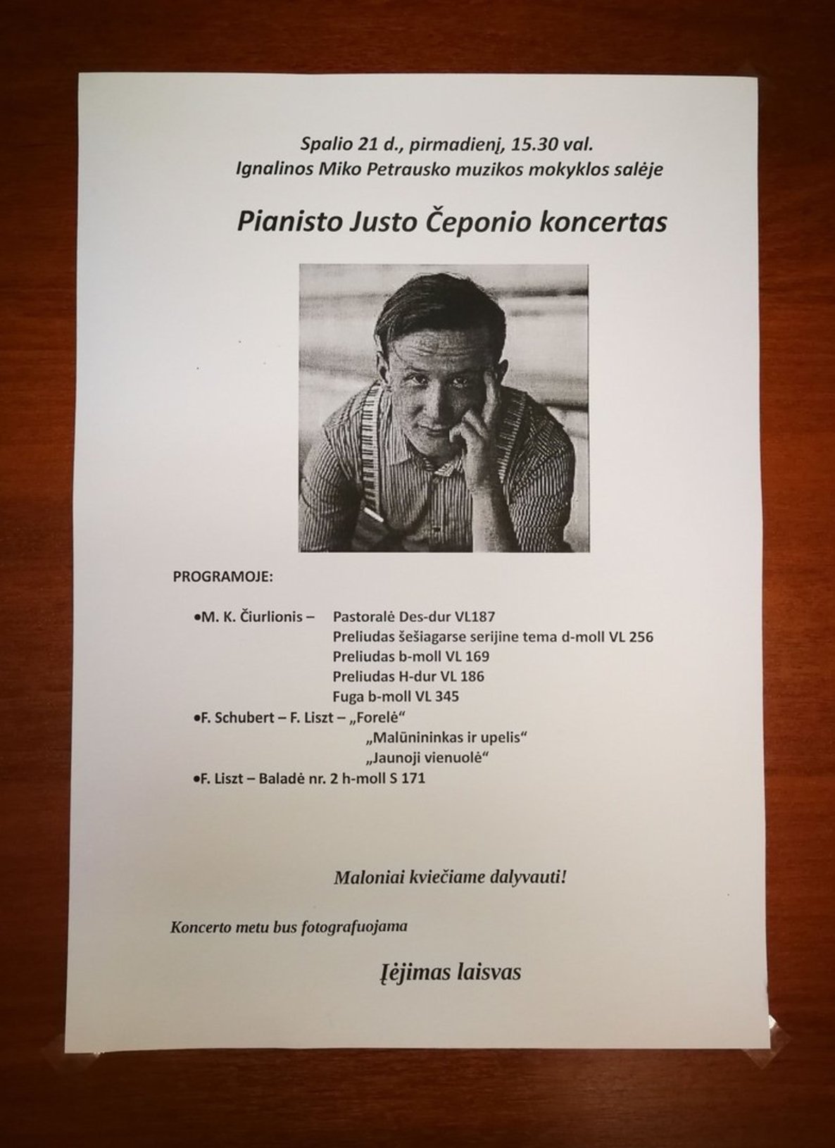 Pianisto Justo Čeponio koncertas