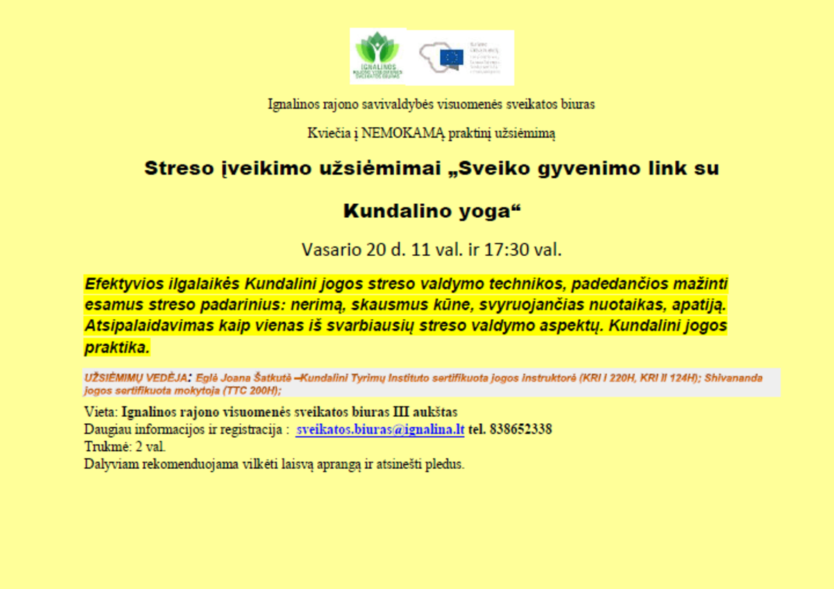 Streso įveikimo užsiėmimai 