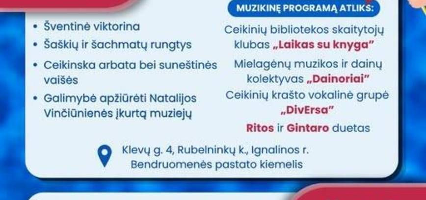 Liepos mėnesio renginiai Ceikinių krašte