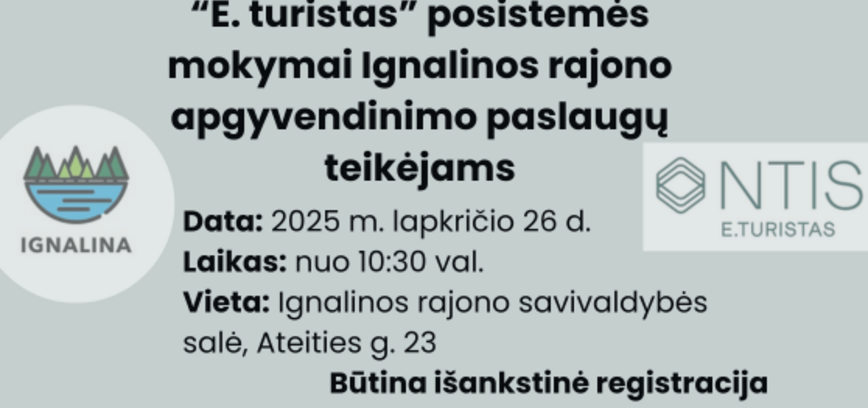 “E. turistas” posistemės mokymai Ignalinos rajono apgyvendinimo paslaugų teikėjams
