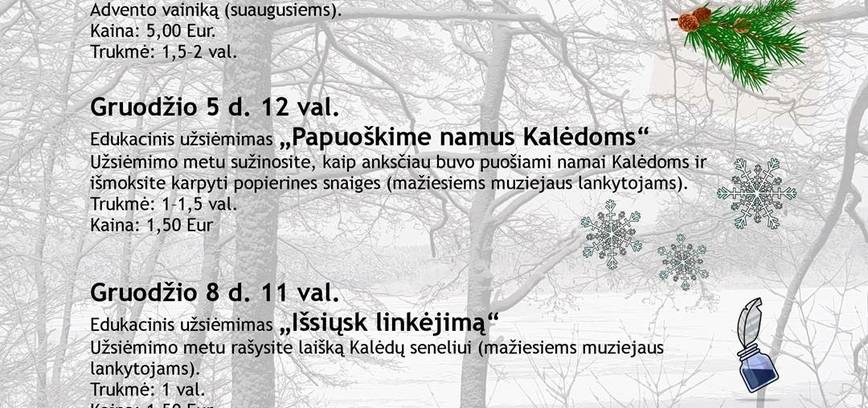 Kalėdinių edukacinių programų ciklas Ignalinos krašto muziejuje