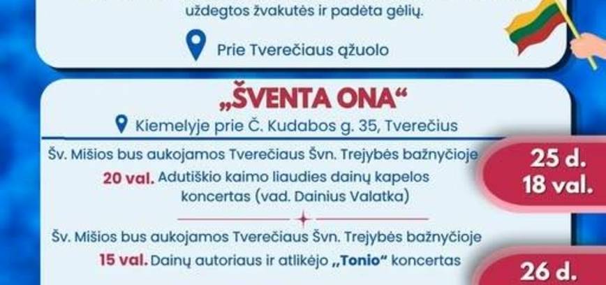 Liepos mėnesio renginiai Tverečiaus krašte