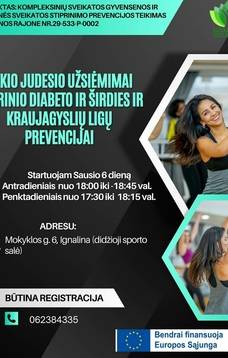 Šokio judesio užsiėmimai cukrinio diabeto ir širdies ir kraujagyslių ligų prevencijai