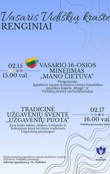Vasario mėnesio renginiai Vidiškių krašte