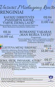Vasario mėnesio renginiai Mielagėnų krašte