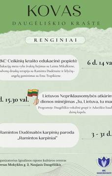 Kovo mėnesio renginiai Daugėliškio krašte