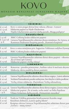 Kovo mėnesio renginiai Ignalinos rajone