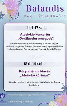 Balandžio mėnesio renginiai Kazitiškio krašte