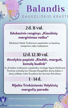 Balandžio mėnesio renginiai Daugėliškio krašte