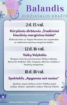 Balandžio mėnesio renginiai Didžiasalio krašte