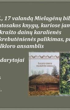 Tautosakos knygų, kuriose įamžintas Tverečiaus krašto dainų karalienės Kristinos Skrebutėnienės palikimas, pristatymas