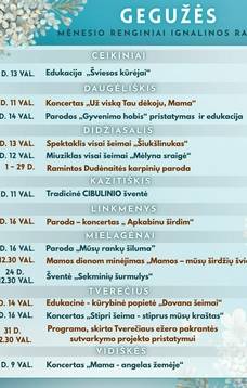 Gegužės mėnesio renginiai Ignalinos rajone