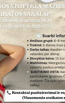 Vasaros dienos stovykla mažiesiems „Sveikatos sakalai“