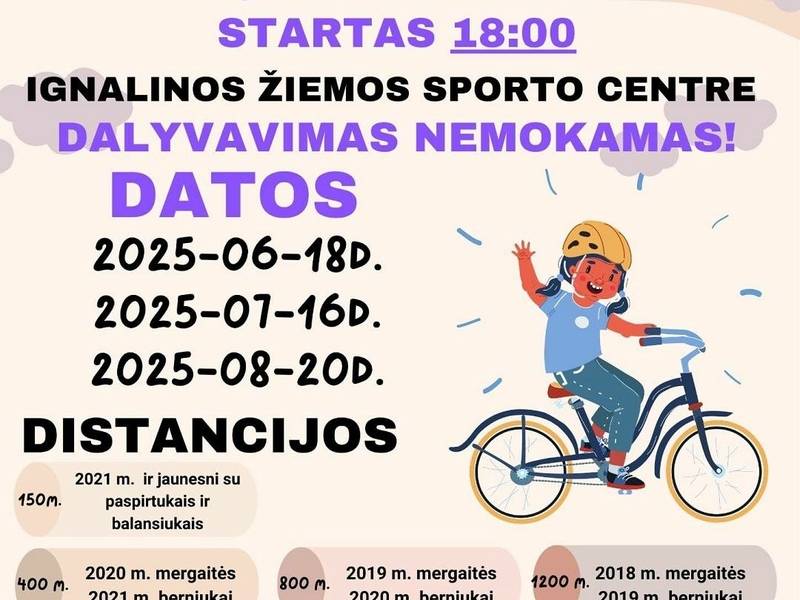 Atviros vaikų dviračių (balansiukų, paspirtukų) lenktynės	
