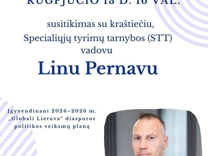 Susitikimas su kraštiečiu, STT vadovu Linu Pernavu
