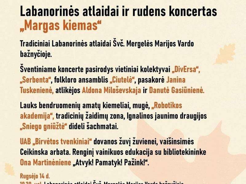 Labanorinės atlaidai ir rudens koncertas "Margas kiemas" Ceikiniuose