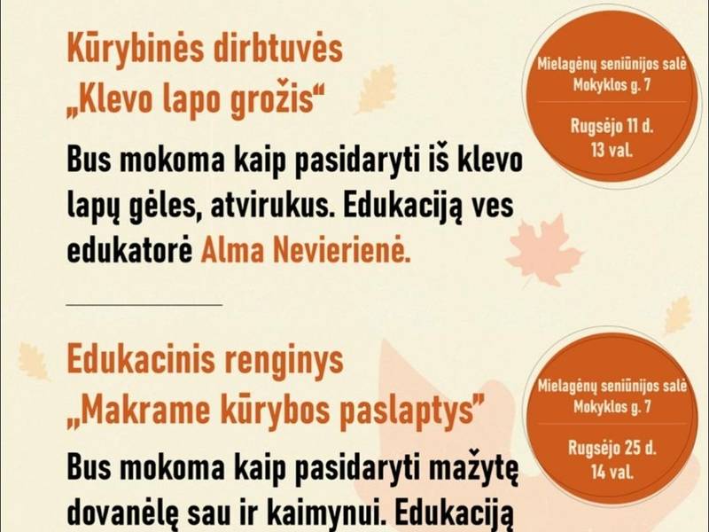 Kūrybinės dirbtuvės "Klevo lapo grožis"
