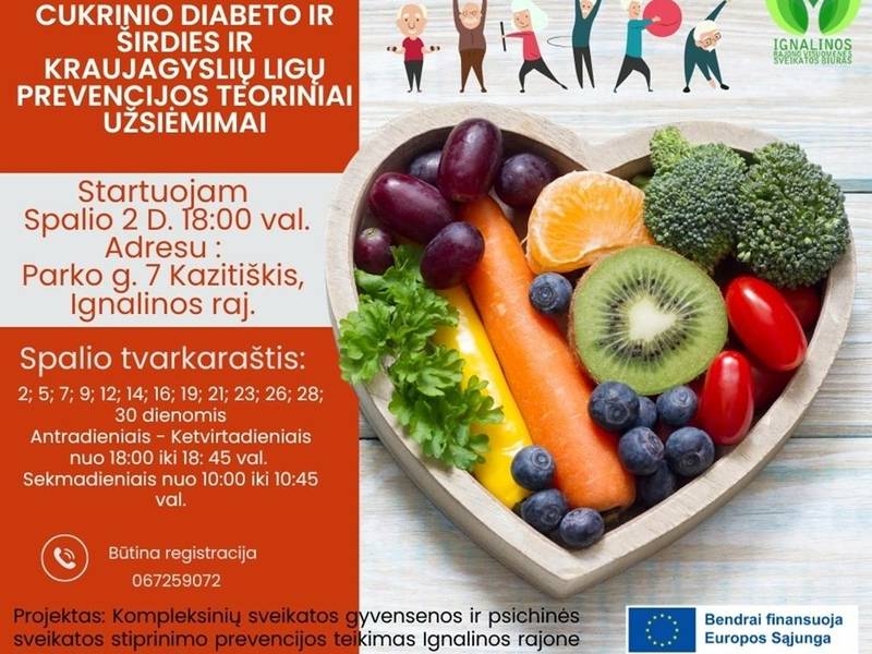 Cukrinio diabeto ir širdies ir kraujagyslių ligų prevencijos teoriniai užsiėmimai Kazitiškyje