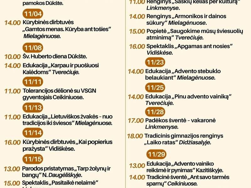 Lapkričio renginiai Ignalinos rajone