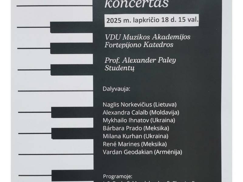 VDU muzikos akademijos fortepijono katedros koncertas