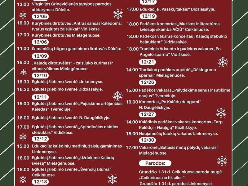 Gruodžio renginiai Ignalinos rajone