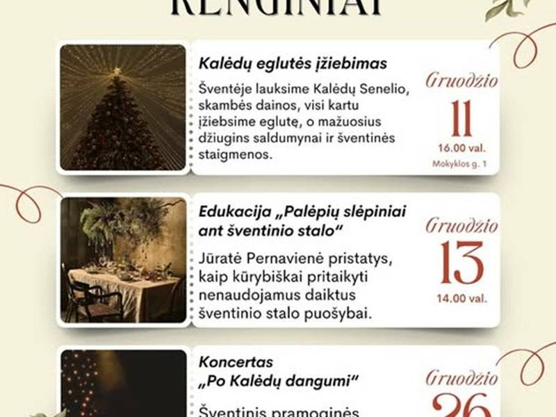 Gruodžio renginiai Daugėliškio krašte