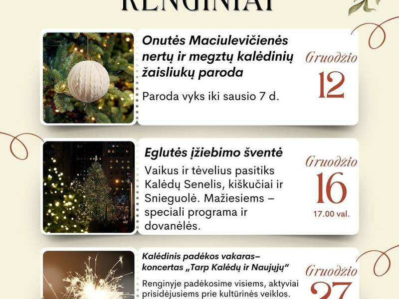 Gruodžio renginiai Kazitiškio krašte