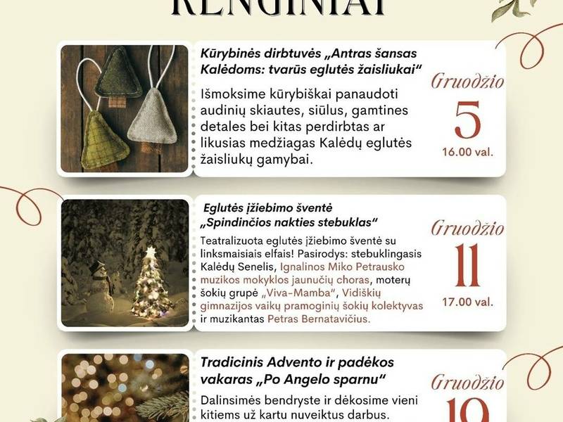 Gruodžio renginiai Vidiškių krašte