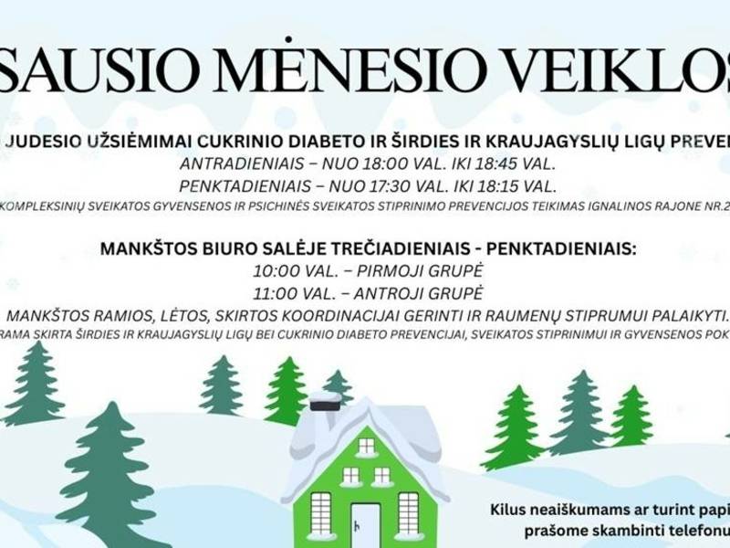 Mankštos biuro salėje trečiadieniais – penktadieniais