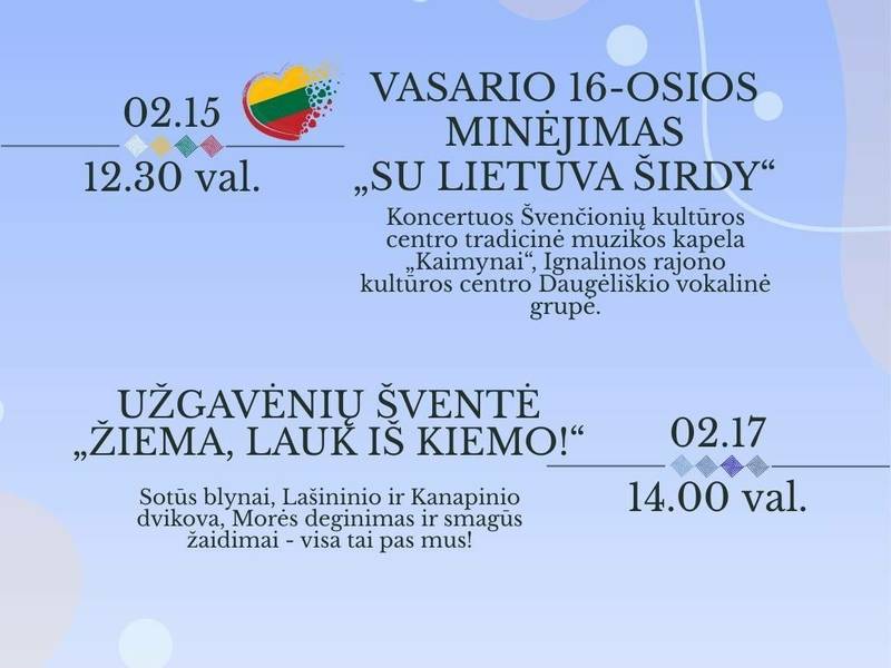 Vasario mėnesio renginiai Naujojo Daugėliškio krašte
