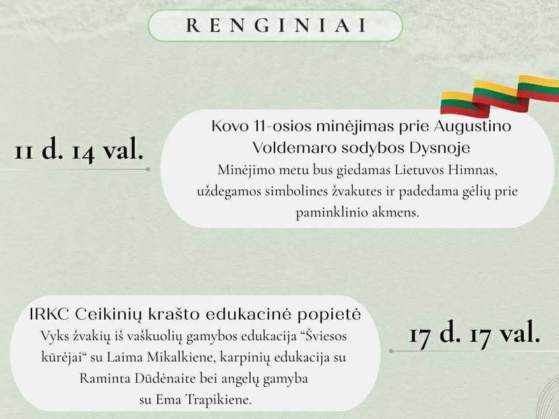 Kovo mėnesio renginiai Didžiasalio krašte