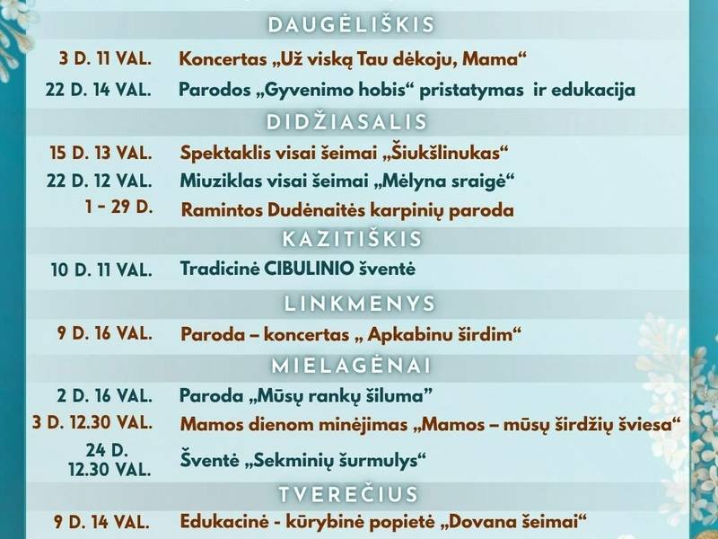 Gegužės mėnesio renginiai Ignalinos rajone