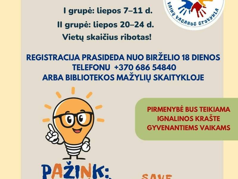Vaikų vasaros stovykla „Pažink“